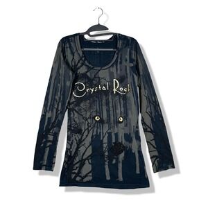 Crystal Rock Christian Audigier Little Red Riding Hood Top Women L Grunge Gothic